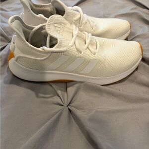 Adidas women’s Cloudfoam White and Tan Sneakers
